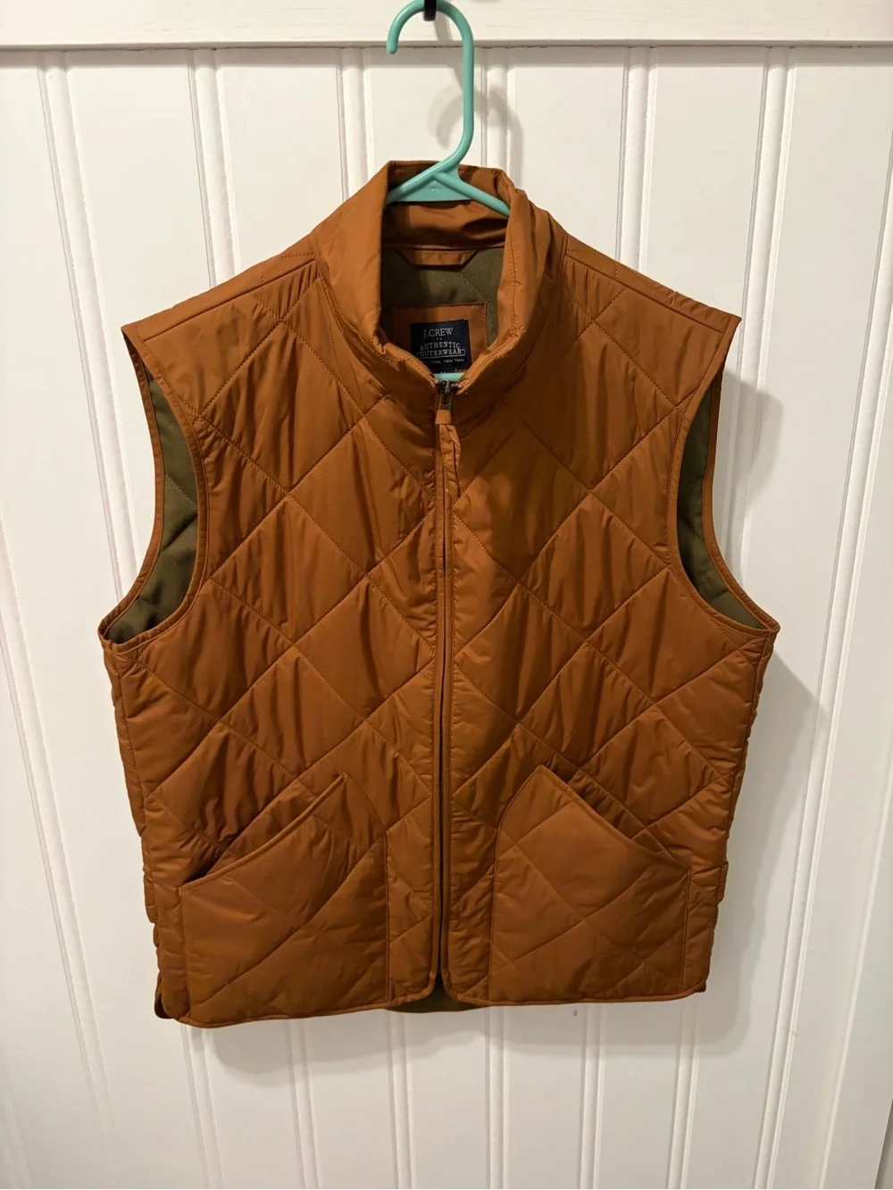 J.Crew Mens Quilted Walker Vest Medium Brown Rust Full Zip Re-Imagined BI930